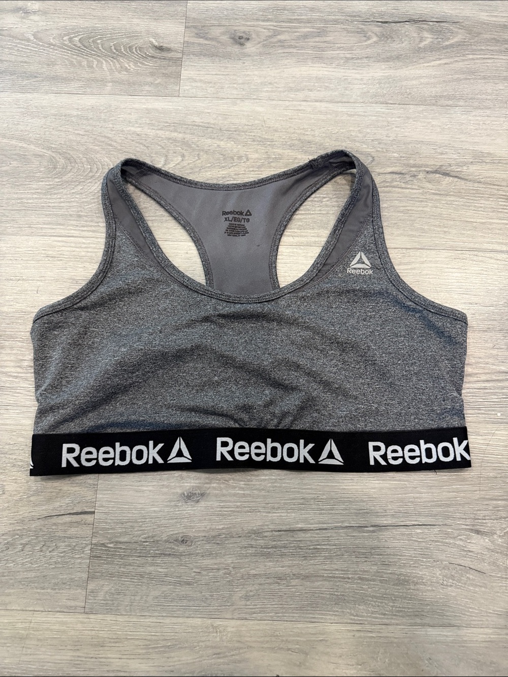Reebok Gray & Black Racerback Seamless Sports Bra size XL
